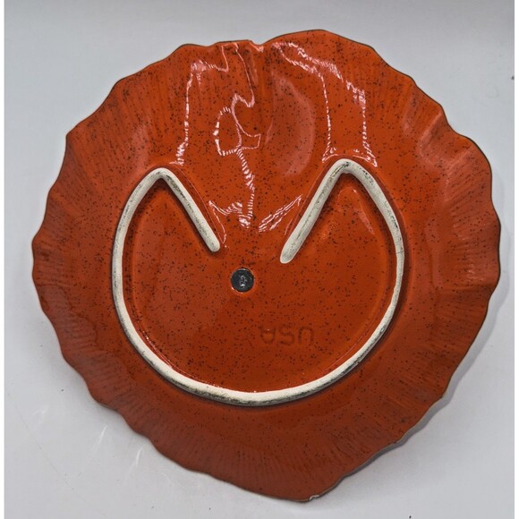 Vintage California Pottery USA Orange/Gold Handled Serving Dish/Tray Tidbits 10” - Picture 10 of 14